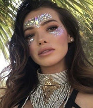 Load image into Gallery viewer, Neon Pink, Orange & Blue Rhinestone Face Jewels – UV Black Light Festival Gems