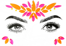 Load image into Gallery viewer, Neon Pink & Orange Rhinestone Face Jewels – UV Black Light Festival Gems