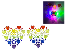 Load image into Gallery viewer, Reusable LED Light-Up Rainbow Heart Rhinestone Pasties – Festival Nipple Covers