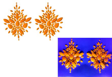 Load image into Gallery viewer, Reusable Orange Neon GLOW In Black Light Rhinestone Pasties w/ Body Glue for Reapplication