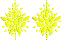 Load image into Gallery viewer, Reusable Green/Yellow Neon GLOW In Black Light Rhinestone Pasties w/ Body Glue for Reapplication