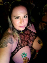 Load image into Gallery viewer, Reusable Pineapple Rhinestone Pasties w/ Body Glue for Reapplication