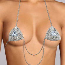 Load image into Gallery viewer, Sexy Nipple Cover Rhinestone Triangle Bra Chain Necklace Women Large Nipple Stick Covera Body Strass Jewelry 2022 trend