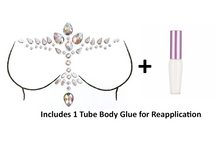 Load image into Gallery viewer, Reusable Chest & Neck Rhinestone Body Stickers w/ Body Glue for Reapplication