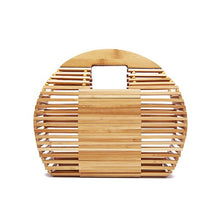 Load image into Gallery viewer, Retro Handmade Bamboo Summer Beach Handbags Women Fashion Hollow Out Semicircle Clutch Wooden Straw Bags For Women 2019 Holiday