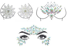 Load image into Gallery viewer, Set of (3) Reusable Sexy Rhinestone Body Stickers Pasties