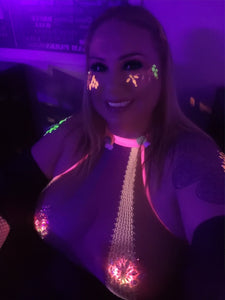 Reusable LED Light Up Pasties | Rainbow Heart Rhinestone Pasties | Festival Nip Covers | Coachella & Bonnaroo Outfits & Pasty Nipple Covers