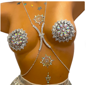 Sexy Reusable Round Flower Rhinestone Pasties