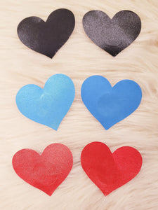 3 Pairs Heart Pasties Black Blue Red - Nipple Covers, Stickers, Lifestyle, Rally, Rave, Costume, Lingerie