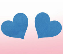 Load image into Gallery viewer, 2 Pairs Blue Heart Pasties Nipple Covers Breasts Self Adhesive - Body Stickers, Lifestyle, Rave, Rally, Costume, Lingerie
