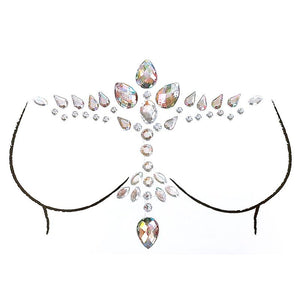 Reusable Chest & Neck Rhinestone Body Stickers w/ Body Glue for Reapplication