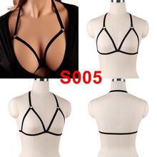 Load image into Gallery viewer, Body Harness Lingerie Belt Crop Tops Cage Harness Bra Black Sexy Elastic Adjust Strappy Bra Dance Rave Wear for Women
