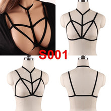 Load image into Gallery viewer, Body Harness Lingerie Belt Crop Tops Cage Harness Bra Black Sexy Elastic Adjust Strappy Bra Dance Rave Wear for Women
