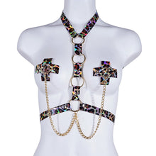 Load image into Gallery viewer, Women Sexy Body Chain X shape Nipple Cover Reusable Breast Protector Silicone Nipple Pasties With Bondage Choker Sex Games Toys
