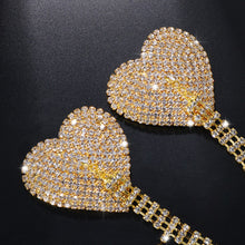 Load image into Gallery viewer, Stonefans Rhinestone Heart Tassel Nipple Cover Chest Stickers Nipple Chain Sexy Women Breast Nipple Pasties Bra Pad Body Jewelry
