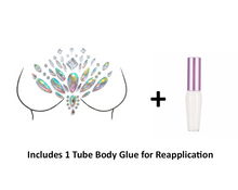 Load image into Gallery viewer, Reusable Neck &amp; Chest Rhinestone Body Stickers w/ Body Glue for Reapplication
