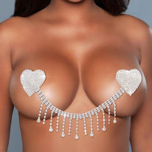 Load image into Gallery viewer, Stonefans Rhinestone Heart Tassel Nipple Cover Chest Stickers Nipple Chain Sexy Women Breast Nipple Pasties Bra Pad Body Jewelry
