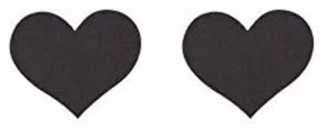 2 Pairs Black Heart Pasties Nipple Covers Breasts Self Adhesive - Body Stickers, Lifestyle, Rave, Rally, Costume, Lingerie
