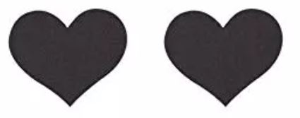 2 Pairs Black Heart Pasties Nipple Covers Breasts Self Adhesive - Body Stickers, Lifestyle, Rave, Rally, Costume, Lingerie