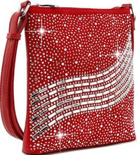 Load image into Gallery viewer, Sass Chick Rhinestone Bling Crossbody Sling Bag Red
