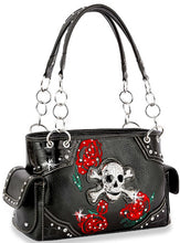 Load image into Gallery viewer, Sass Chick Rhinestone Skull w/ Red Roses Shoulder Handbag Concealed Carry
