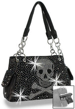 Load image into Gallery viewer, Sass Chick Rhinestone Skull Shoulder Handbag Concealed Carry

