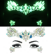 Load image into Gallery viewer, Reusable GLOW In Dark Pasties and Face Stickers w/ Body Glue for Reapplication
