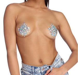 Reusable Glow in the Dark Rhinestone Pasties w/ Body Glue for Reapplication