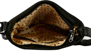 Sass Chick Leopard Fushcia & Black Rhinestone Bling Crossbody Sling Bag