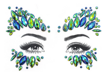 Load image into Gallery viewer, Blue &amp; Green Face &amp; Eyes Sexy Rhinestone Body Stickers
