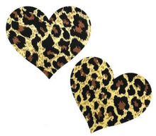 Load image into Gallery viewer, 2 Pairs Leopard Heart Sexy Pasties Nipple Covers Breasts Self Adhesive - Body Stickers, Lifestyle, Rave, Rally, Costume, Lingerie
