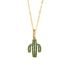 Load image into Gallery viewer, Colorful Zirconia CZ Necklace For Women Rainbow Gold Chain Pineapple Watermelon Horn Cactus Pendants Fashion Jewelry nke-p28
