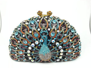 Rhinestone Peacock Cocktail Evening Clutch (Several Colors)