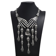 Load image into Gallery viewer, LZHLQ Necklace Skeleton Head Long Chain Female Fashion Accessories Collar Skull Necklace Punk Women Chunky Jewelry
