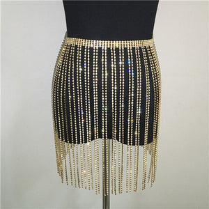 Rhinestone Short Skirt Sexy Belt Waist Chain