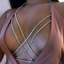 Load image into Gallery viewer, Fashion Sexy Women Shiny Full Rhinestone Bikini Harness Bra Chest Body Cup Chain Necklace Jewelry Personality Exaggeration Gifts
