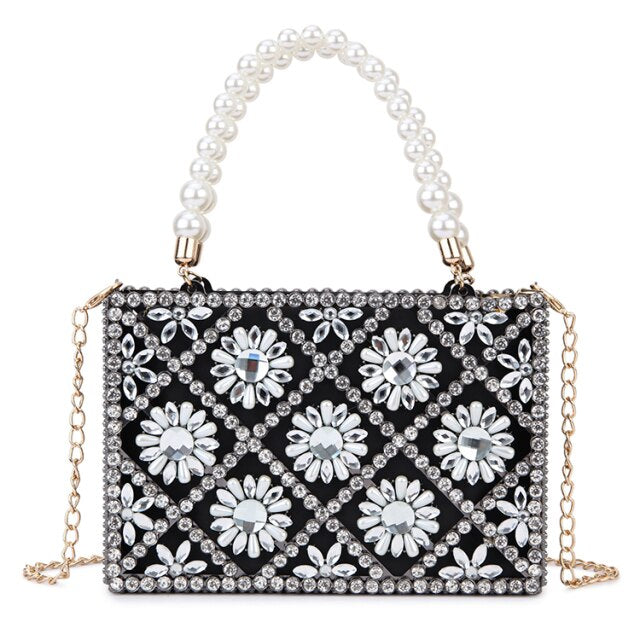 Rhinestone Flower Cocktail Evening Clutch (4 Colors)
