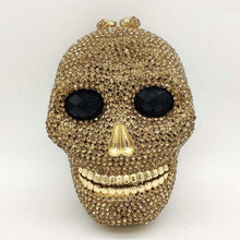 Load image into Gallery viewer, Boutique De FGG Halloween Novelty Funny Skull Clutch Women Silver Evening Bags Party Cocktail Crystal Purses and Handbags
