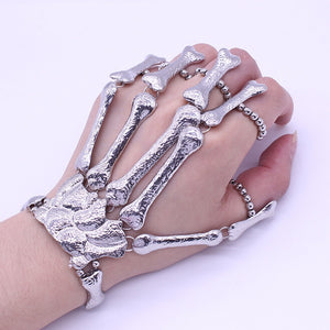 Halloween Bracelet Punk Exaggerated Ghost Hand Skull Metal Texture Double Finger Bracelet Female