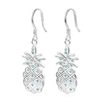 Load image into Gallery viewer, TONGZHE Luxury 925 Sterling Silver Earrings For Women Pineapple Blue Rhinestone Accessories Drop Earrings Fashion Jewelry
