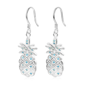 TONGZHE Luxury 925 Sterling Silver Earrings For Women Pineapple Blue Rhinestone Accessories Drop Earrings Fashion Jewelry