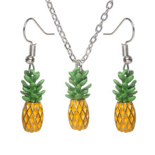 Load image into Gallery viewer, Cute Pineapple Pendant Necklace Shiny Girl Romantic Earrings Fashion Creative Fruit Jewelry Set Children&#39;s Party Birthday Gift
