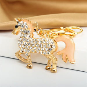 Women Cute Rhinestone Unicorn pony Design Keychain Bag Car Key Ring Charm Pendant Best Gifts for Purse 2020