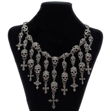 Load image into Gallery viewer, YaYi Jewelry Fashion Skeleton Skull Cross Crystal Department Statement Women Choker All Saints&#39; Day Gift Necklaces Pendants
