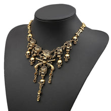 Load image into Gallery viewer, LZHLQ Necklace Skeleton Head Long Chain Female Fashion Accessories Collar Skull Necklace Punk Women Chunky Jewelry
