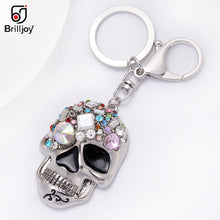 Load image into Gallery viewer, Brilljoy Skull Keychain Multi Color Rhinestone Unique Jewelry Trendy Punk Key Chain Ring Holder Women Bag Accessories Pendant
