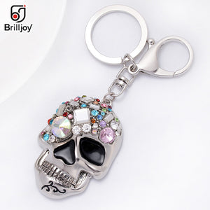 Brilljoy Skull Keychain Multi Color Rhinestone Unique Jewelry Trendy Punk Key Chain Ring Holder Women Bag Accessories Pendant