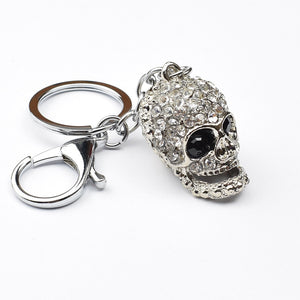 Skull Crystal Rhinestone Keychain Punk Bag Car Pendant Key Ring Holder for Men Women Vintage Glitter Shaped Diamond Skull Gift