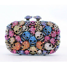 Load image into Gallery viewer, New Shape Blue Skeleton Colorfull Skull Diamond Flower Women Evening Bag Banquet Wallet Crystal Minaudiere Handbags and Barrel
